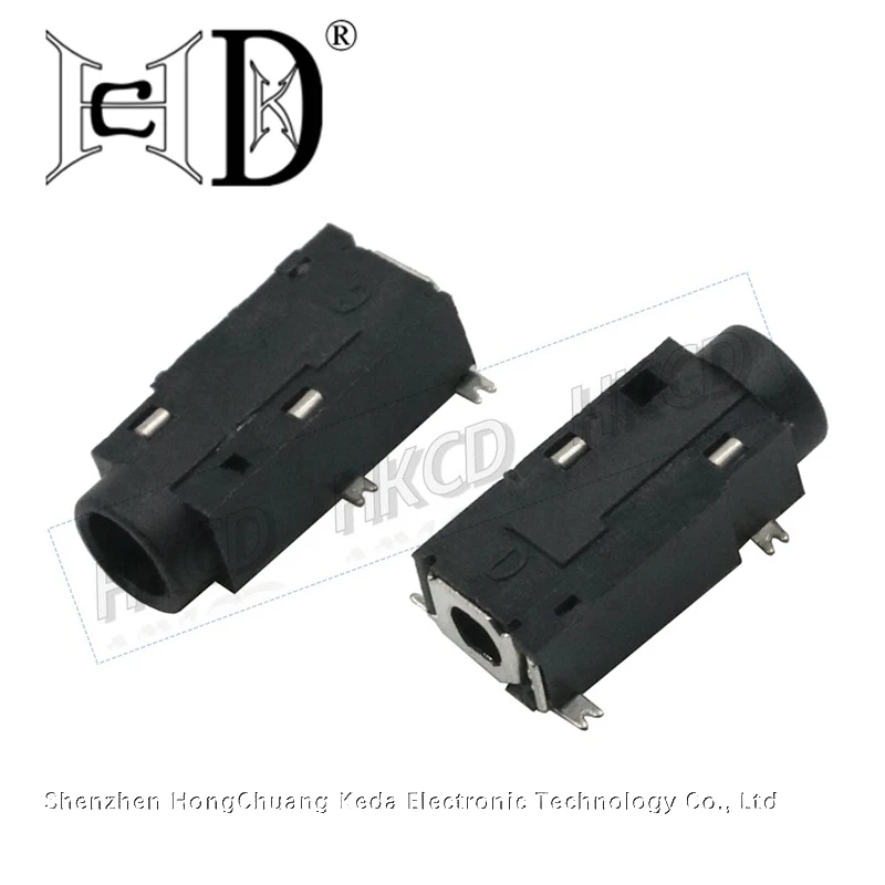 5PCS PJ-3501-4P Series 3.5mm Stereo Female Socket with Screw Audio Headphone Jack 4P Vertical Double Channel Connector 358 313