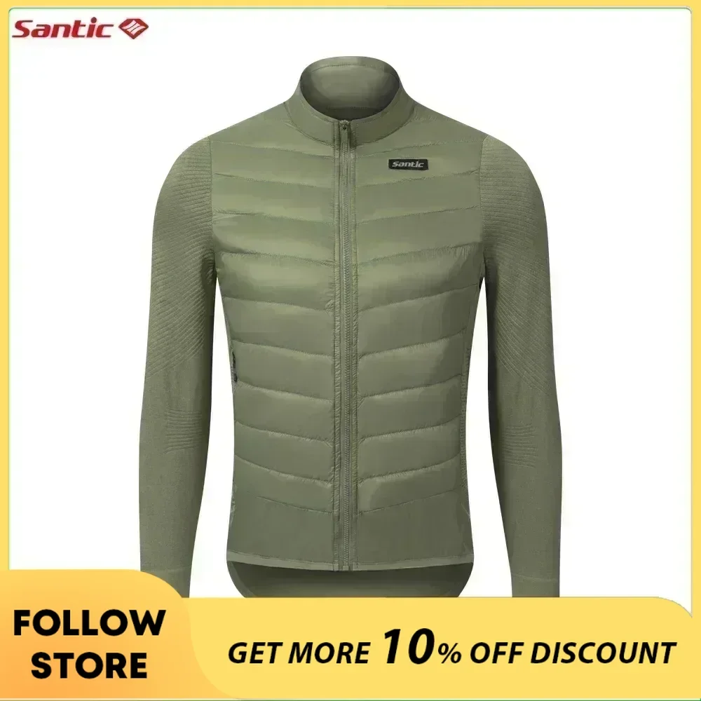 

Santic Men's Cycling Down Long Sleeve Jersey Bicycle Keep Warm MTB Road Lightweight Windproof Long Sleeve Jackets Asian Size