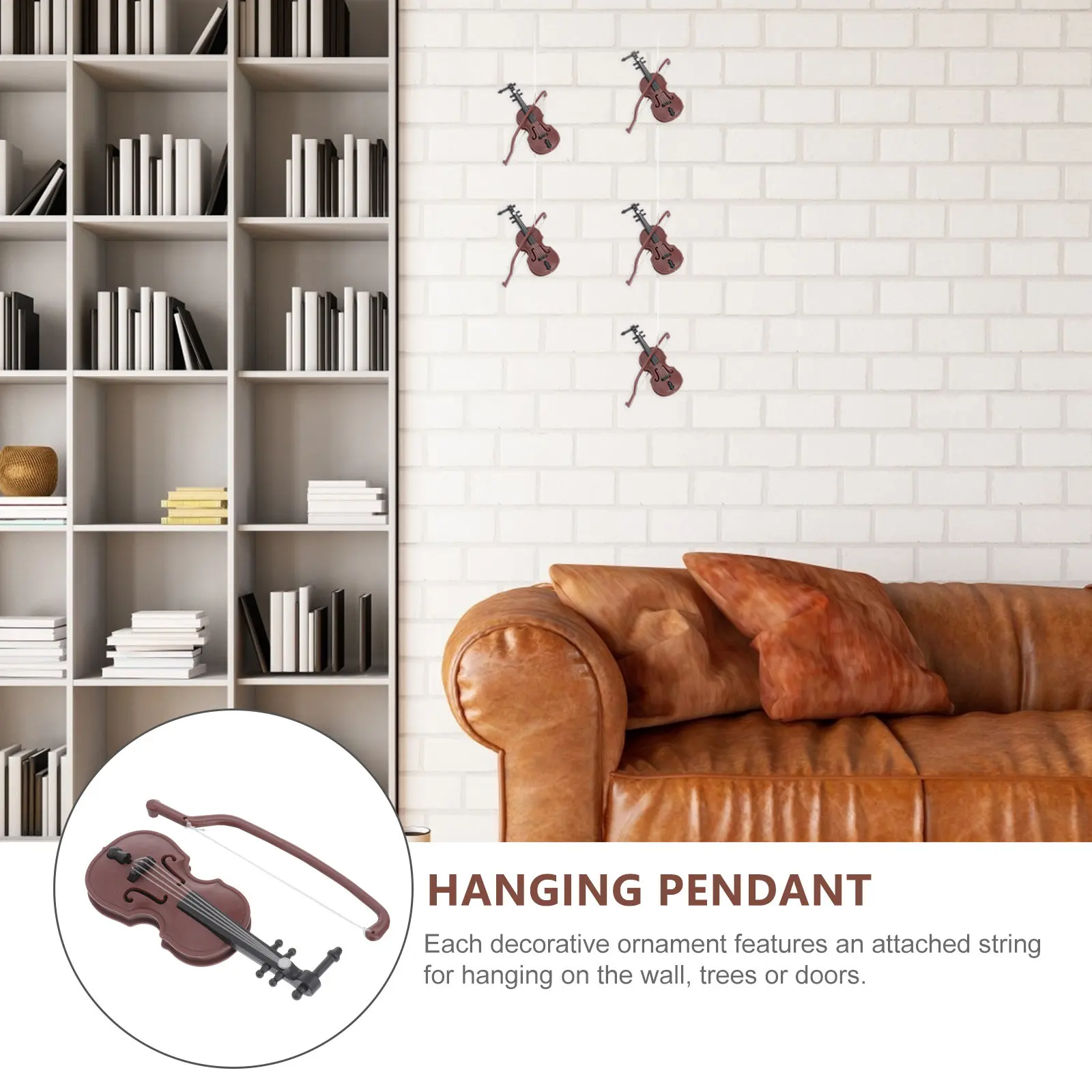 Wood Grain Violin Festival Hanging Pendant Classic Christmas Element Easy to Tree Wall Door Perfect for Ceremony Garden