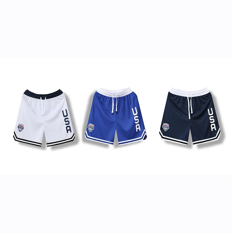 Men Shorts Elastic Breathable Sport Running Shorts Outdoor Training Fitness Short American Loose Basketball Knee Short Shorts