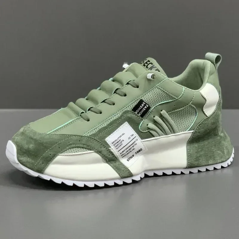 Zapatillas deportivas para Hombre, zapatos De plataforma De malla verde, informales, De Color sólido, a la moda, para las cuatro estaciones, novedad De 2024