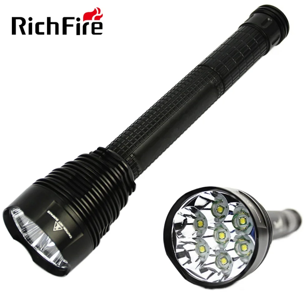 RichFire TR-J18 Powerful Tactical Flashlight 8000LM 5 Modes LED Torch with Extension Tube Powered by 26650 Battery