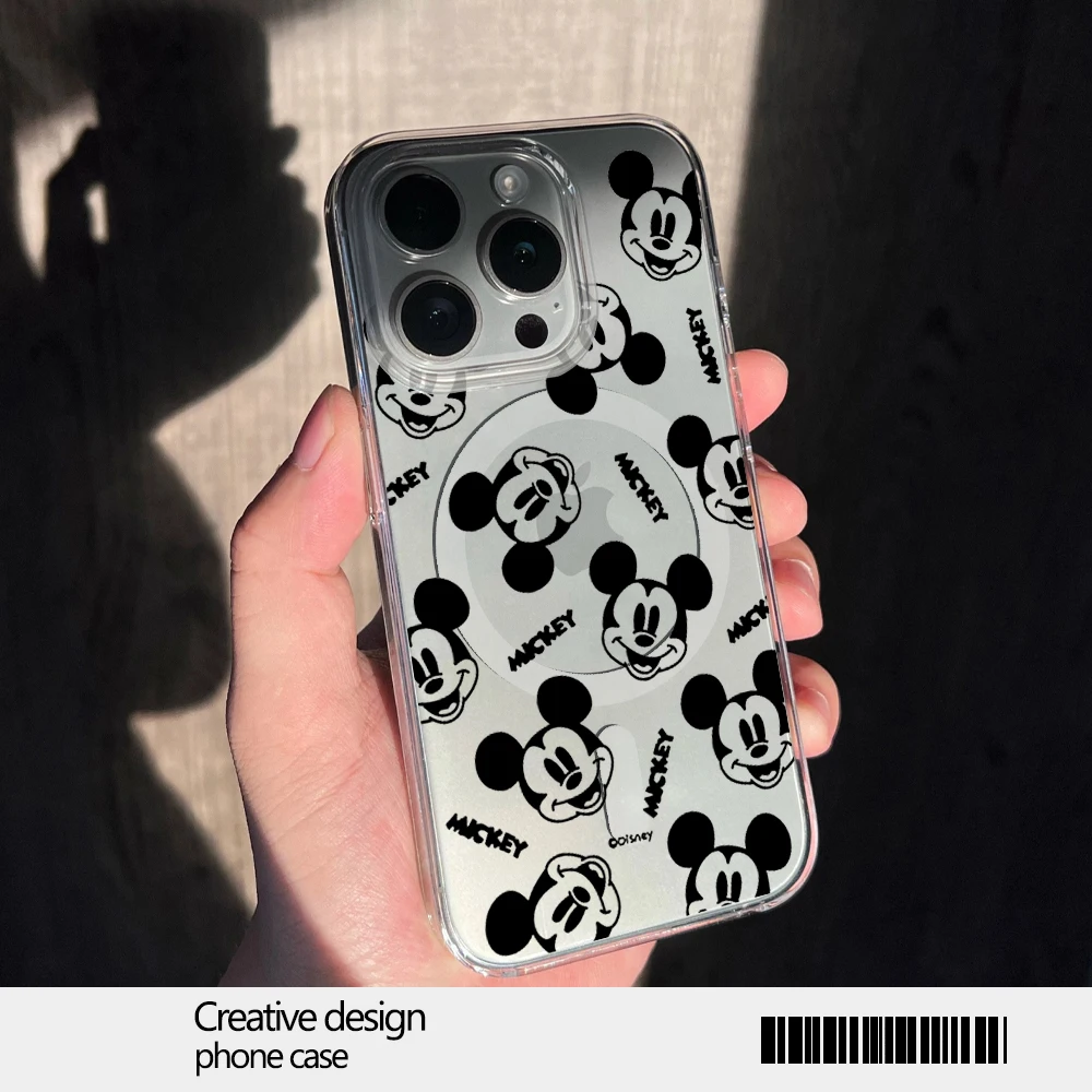 MINISO Disney Mickey Minnie Mouse Phone Case for iPhone 12 11 13 14 15 16 Max Pro Plus Magsafe Magnetic Wireless Cover image 2