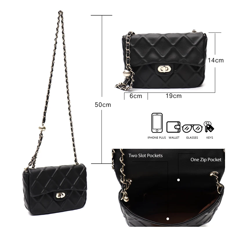 CEZIRA Brand Flap Metal Lock Square Ladi Chic Girl Bag Women Luxury Quit Print Small Crossbody Chain Handbags Sling Side Purse