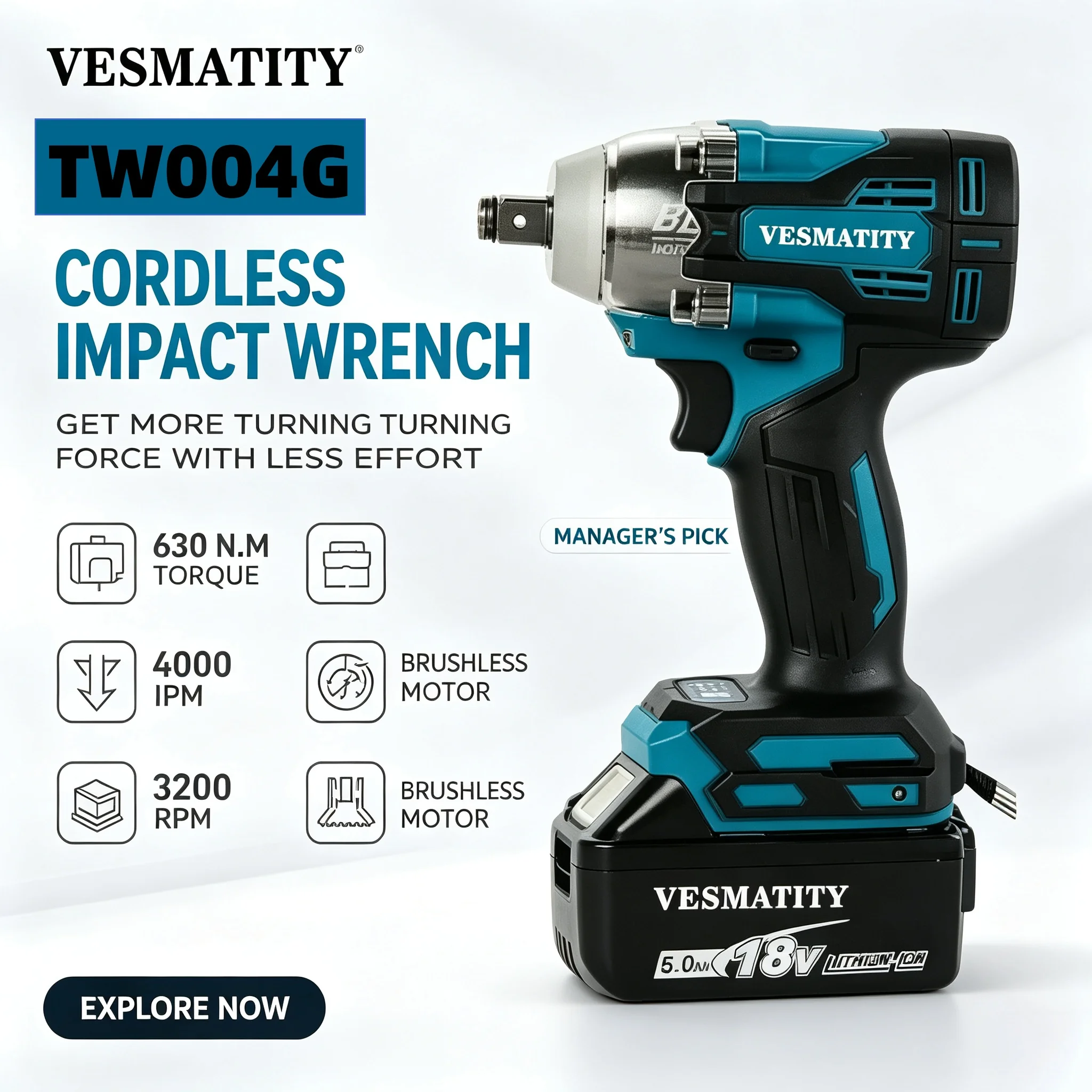 自動車修理用-vesmatity-tw004g-40v-ブラシレスインパクトレンチ-630nm-ナット解締め-1-2インチドライブ-4速-ヘビーデューティー