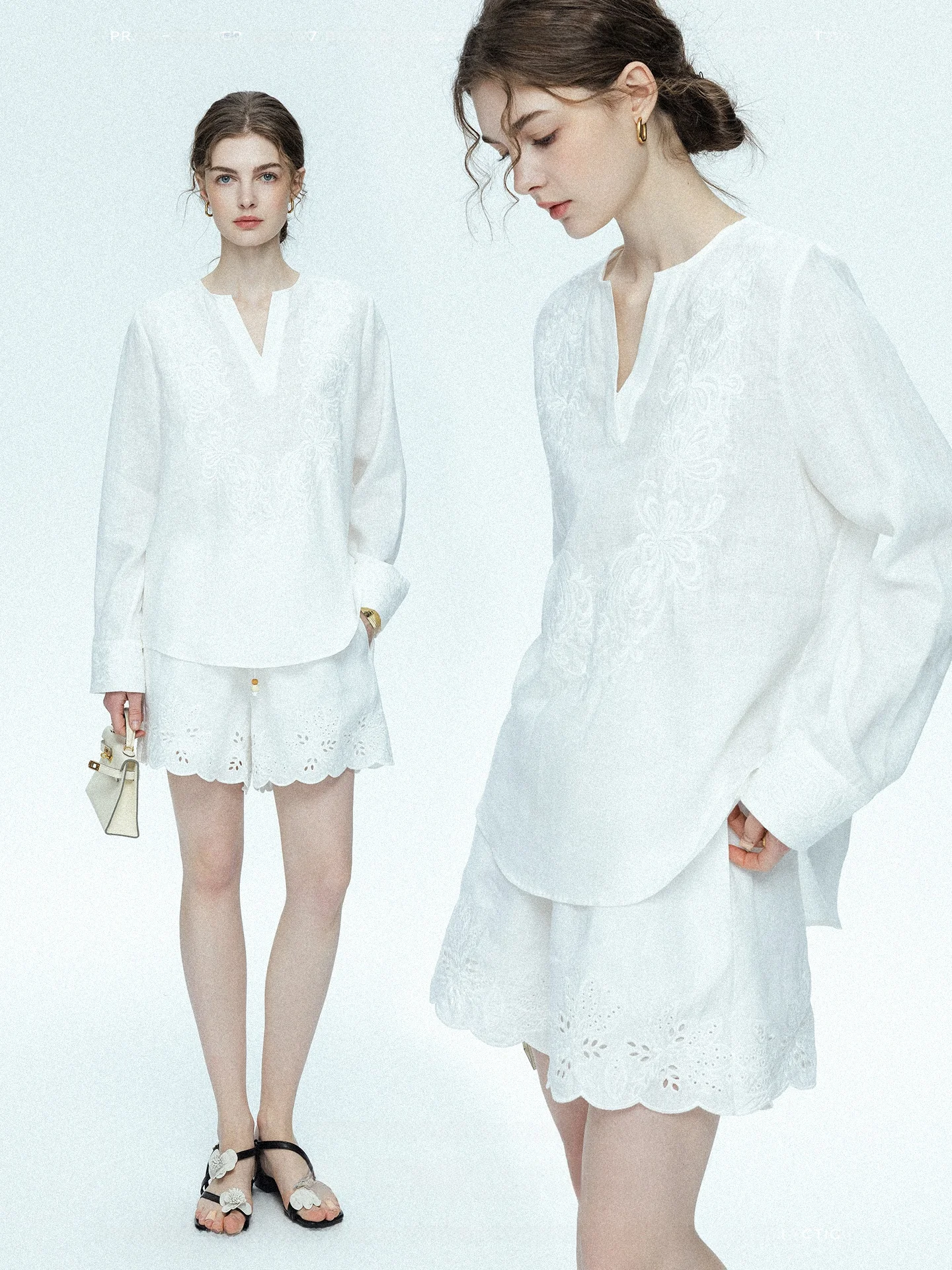 

Linen Embroidered Loose Feel Shirt And Shorts Set Women's Vacation Casual Fashion Ensemble Breathable Quick Dry Spring Summer