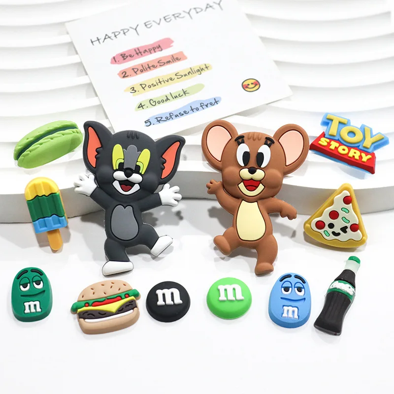 MINISO Dynamic Tom and Jerry set Food Theme for Cute Cartoon Shoe Charms Decoration Accessories for Classic Clog X-mas Gifts image 3