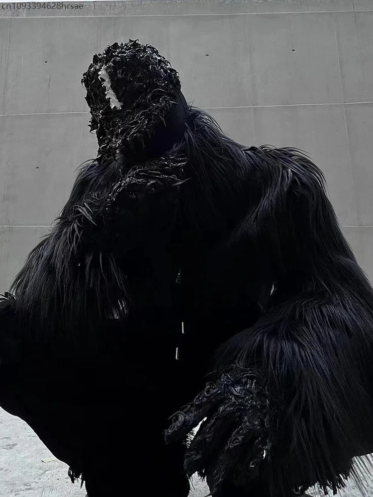 2025 nouveau automne hiver épais chaud poilu Shaggy recadrée fausse fourrure manteau hommes de luxe vêtements de créateur noir moelleux veste