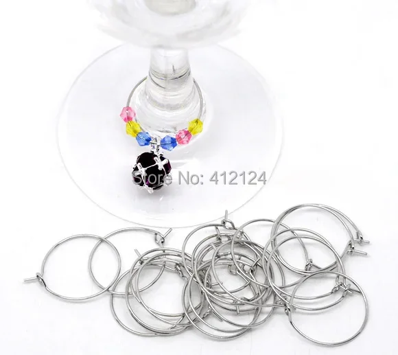 

5000Pcs Silver Tone Wine Glass Charm Rings Earring Hoops Jewelry Charms Findings Wholesales 25x20mm