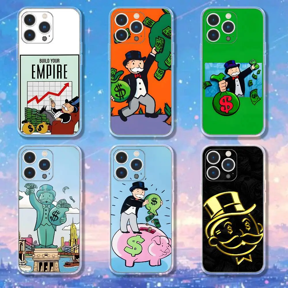 

Dollar Alec M-Monopoly Man Phone Case For iPhone 17,16,15,14,13,12,11 Pro,Max,Plus,X,XS,XR,SE4,E Mini Transparent Soft Cover