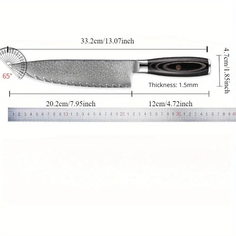 PLYS Damascus Chef's Knife Japanese Slicing Knife Fillet Knife Sharp Sashimi Cooking Knife Western Knife Damascus Knife