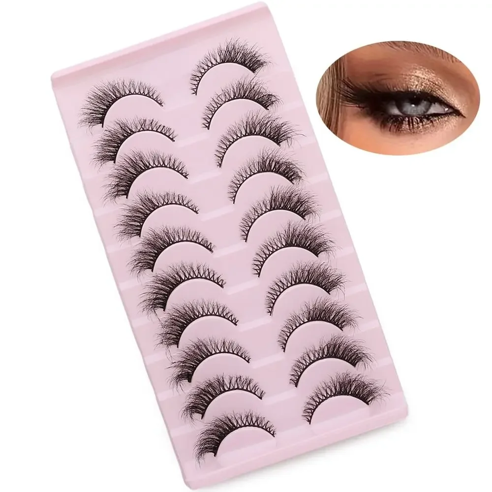 Frauen Schönheit 3D Volumen Faux Nerz Wimpern Kreuz Unordentlich Natürliche Nude Cat Eye Wimpern Handgemachte Falsche Wimpern Wimpern Verlängerung