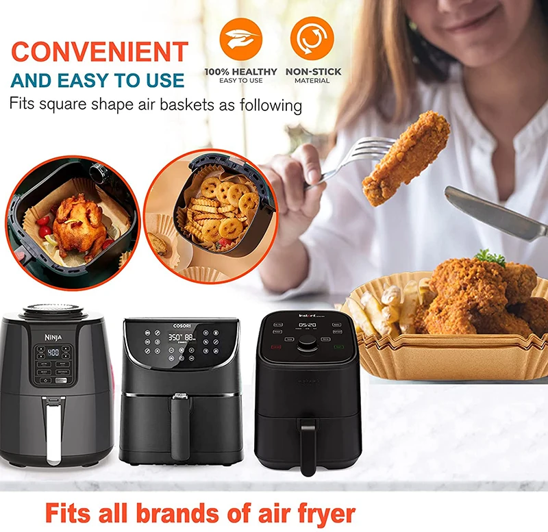 50–300 Stück Air Fryer Backpapier für quadratische Ofenform 16/20/22/23/24 cm XXL AirFryer ölbeständige Einweg-Papiereinlage – Detail 3