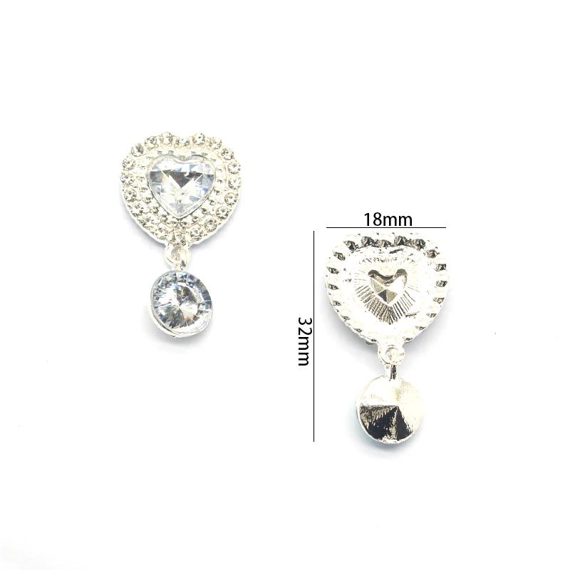 10Pcs Heart Alloy Acrylic Water Drop Pendant Accessories Crown Water Diamond Pendant Diy Wedding Hair Accessorie Bow Decoration
