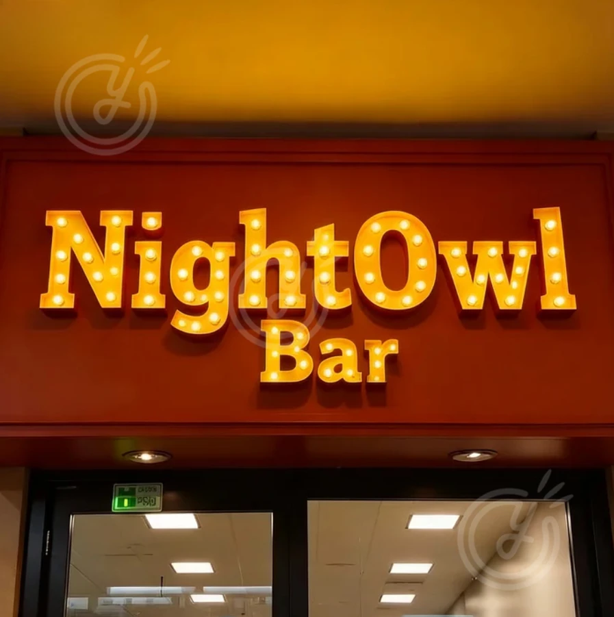 Light Bulb Letters Custom Metal Vintage Marquee Sign, Custom Business Illuminated Signs – Great Shop Decor, Restaurant Decor