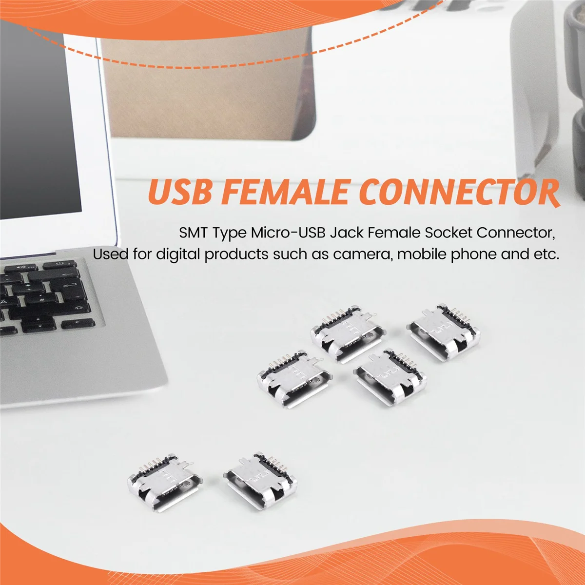 AU49_50 Stück PCB SMT Micro-USB Typ B 5Pin Buchse Adapter Jack