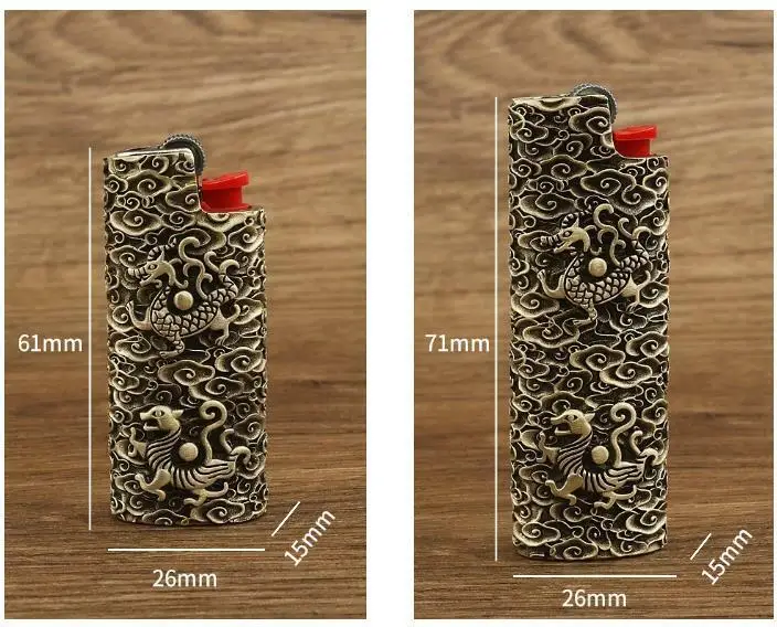 Pure Copper Handmade Four Beast Lighter Case is Suitable for BIC J3 / J5 Lighter Only BIC J3 / J5 Shell Without Lighter