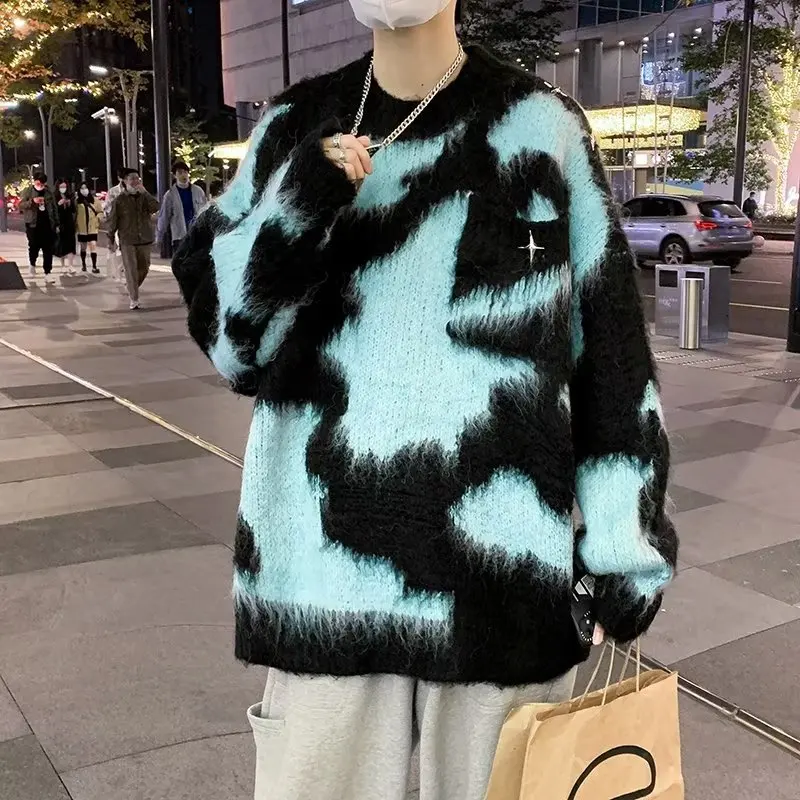 Lazy Tie-dyed Pullover Knitted Sweater 2022 Autumn and Winter New Loose and Thin Mink Temperament Top New