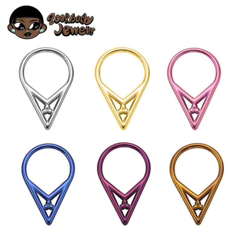 ASTM F136 TItanium Pointed with Beads Continuous Hinged Piercing 16G Clicker Septum Nose Ring Helix Lobe Earrings Anodizing