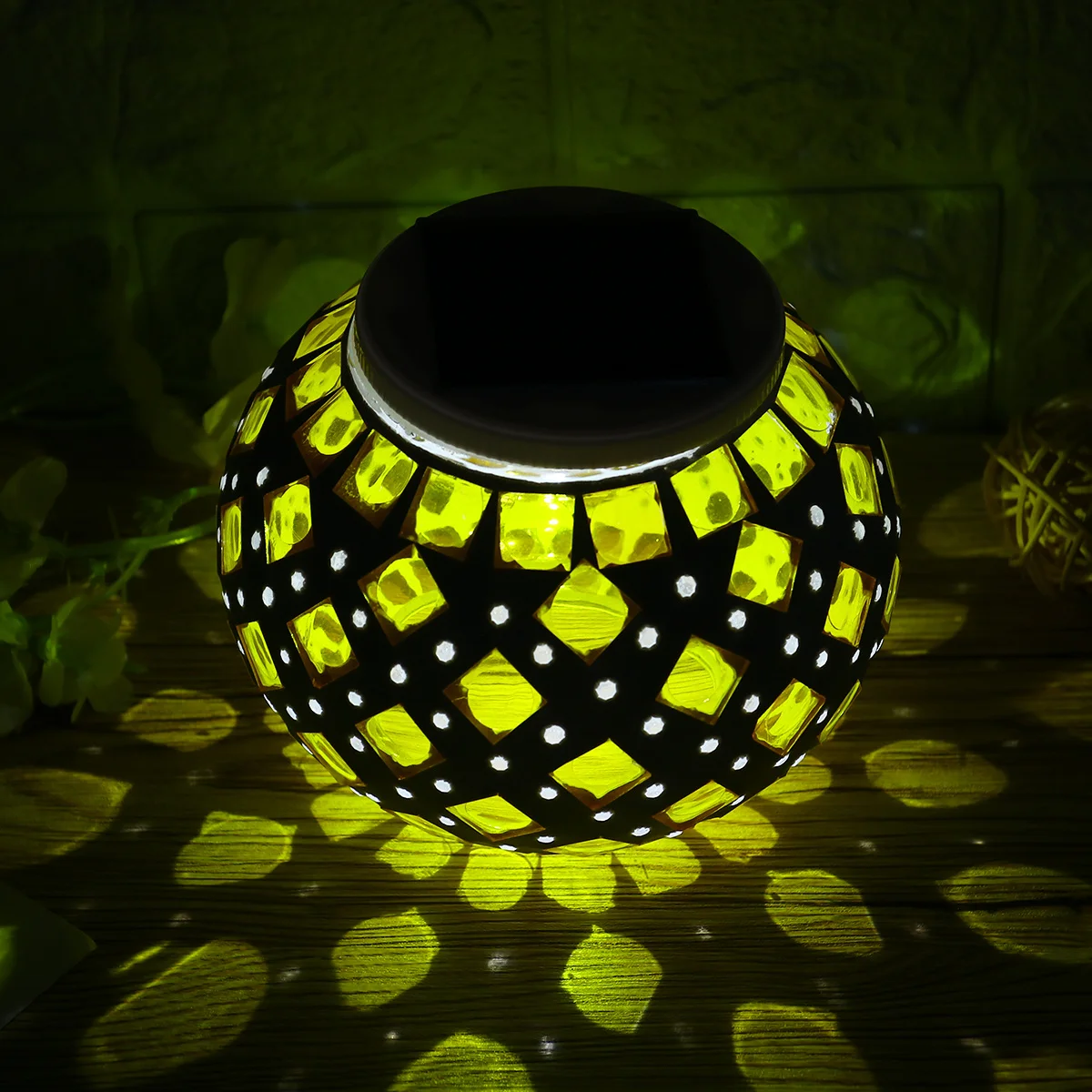 

Waterproof Garden Light Solar Powered Led Lamp Covered Mosaic Glass Auto On Indoor Decor Landscape Lighting