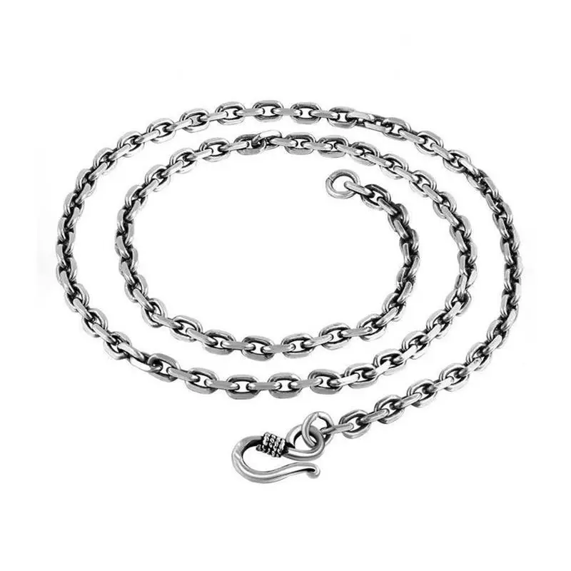  Hallmarked S925 فضة التايلاندية نمط القرن قلادة خمر الشارع الشهير قابل للتعديل المختنق للجنسين طبقات المجوهرات العتيقة #4