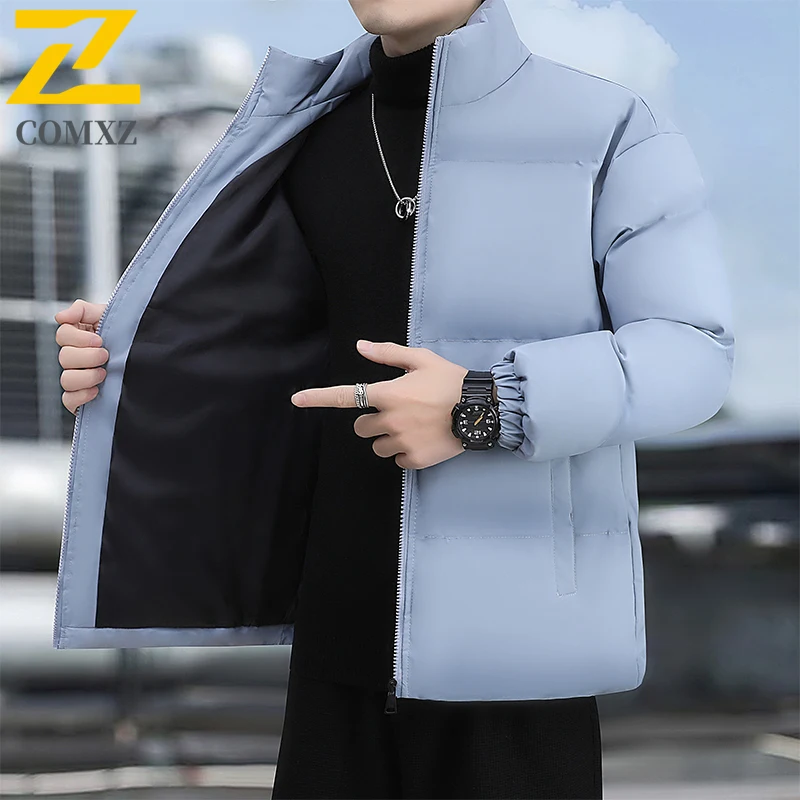 Giacca da uomo in cotone autunno inverno ispessito antivento caldo colletto in piedi piumino outdoor casual versatile cappotto in cotone con cerniera