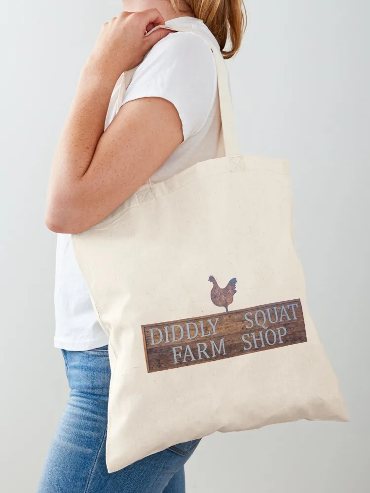 diddly squat farm shop jeremy clarkson Tote Bag Women's shopper Women bags tote custom screen Canvas