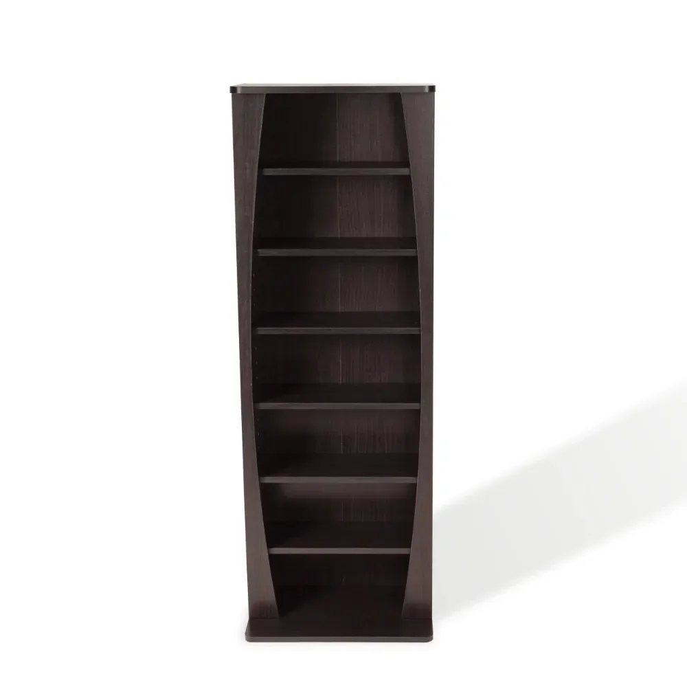 

15"x43" Canoe Multimedia Storage Shelf Bookcase, Espresso，Bedroom bookshelve book rack for room