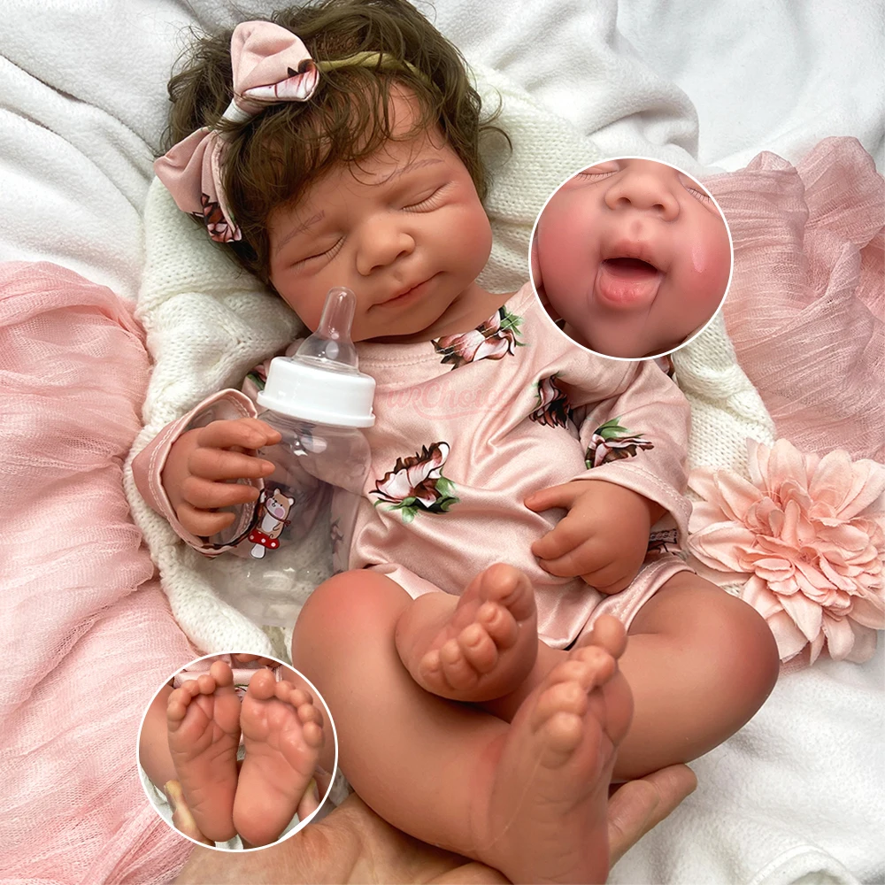 

50cm Rooted Hair Baby Girl/Boy Full Silicone Reborn Baby Can Use Pacifiers Newborn Doll for Companionship Dementia Gift