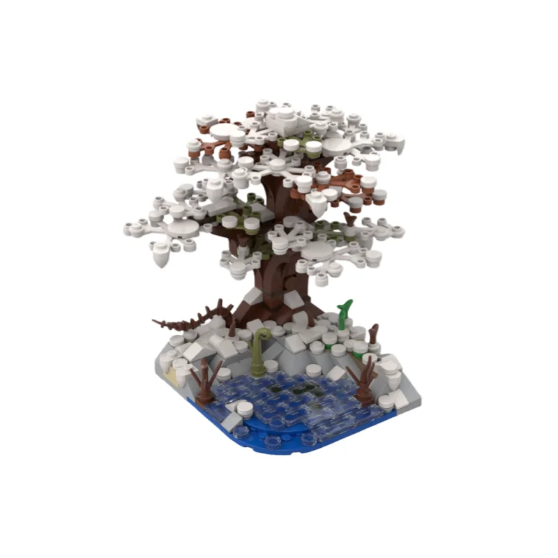 Modelo creativo de árbol de invierno modular arquitectónico MOC, bloques de juguete de construcción de partículas pequeñas, 348 piezas, adecuado para todos los entusiastas