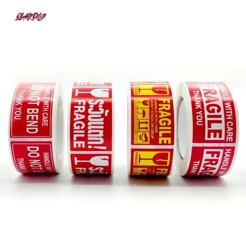 QIANKONG 250Pcs/roll Fragile Label Stickers Handle with Care Thank You Warning Signs Tags