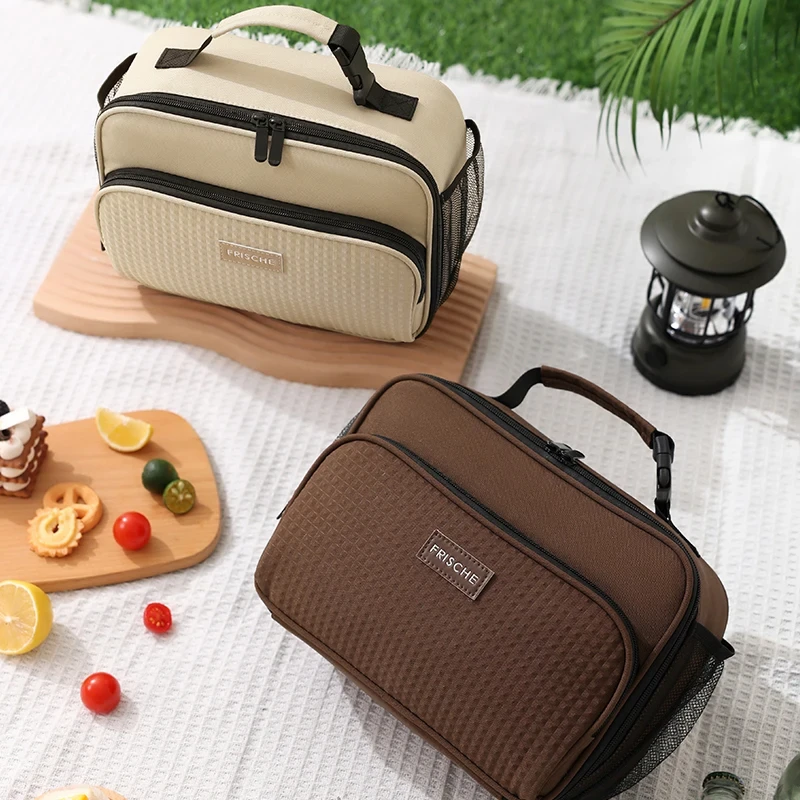 حقيبة الغداء المحمولة للنساء الحرارية معزول علب الاغذية حمل برودة حقيبة يد مقاوم للماء بينتو الحقيبة مكتب الغذاء حقيبة يد