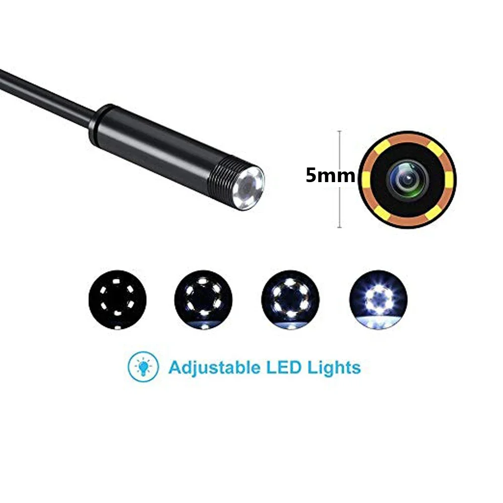 1m 1.5m 2m Endoscope Camera HD USB Endoscope with 6 LED  Soft Cable Waterproof Inspection Borescope for Android PC