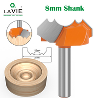 LAVIE 1pc 8mm Shank Classical Double Ball Flute Wood Router Bit C3 Carbide Woodworking Engraving Cutter Tools