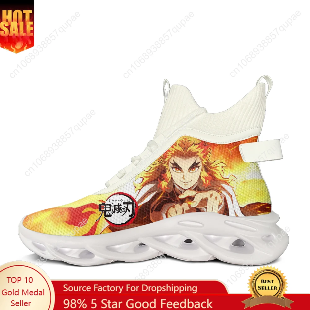 

Rengoku High Top Sneakers Anime Manga Mens Womens Teenager Sports Running Shoes Sneaker Lace Up Mesh Footwear Custom Made Shoe