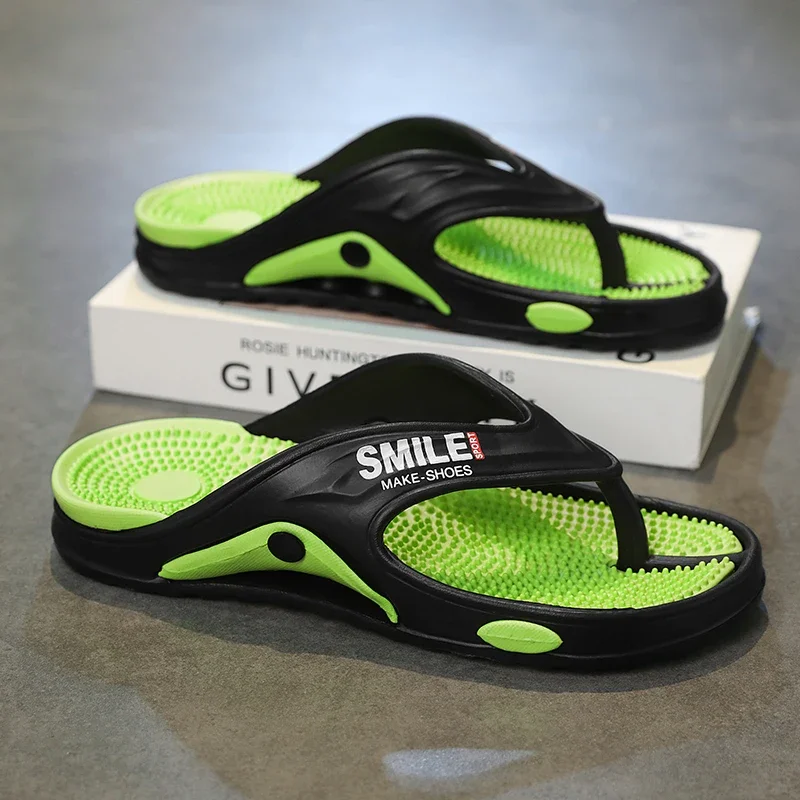 Zapatillas de moda para hombre, chanclas, masaje interior al aire libre, chanclas cómodas, zapatos informales, sandalias de playa para hombre, Zapatillas de casa para hombre