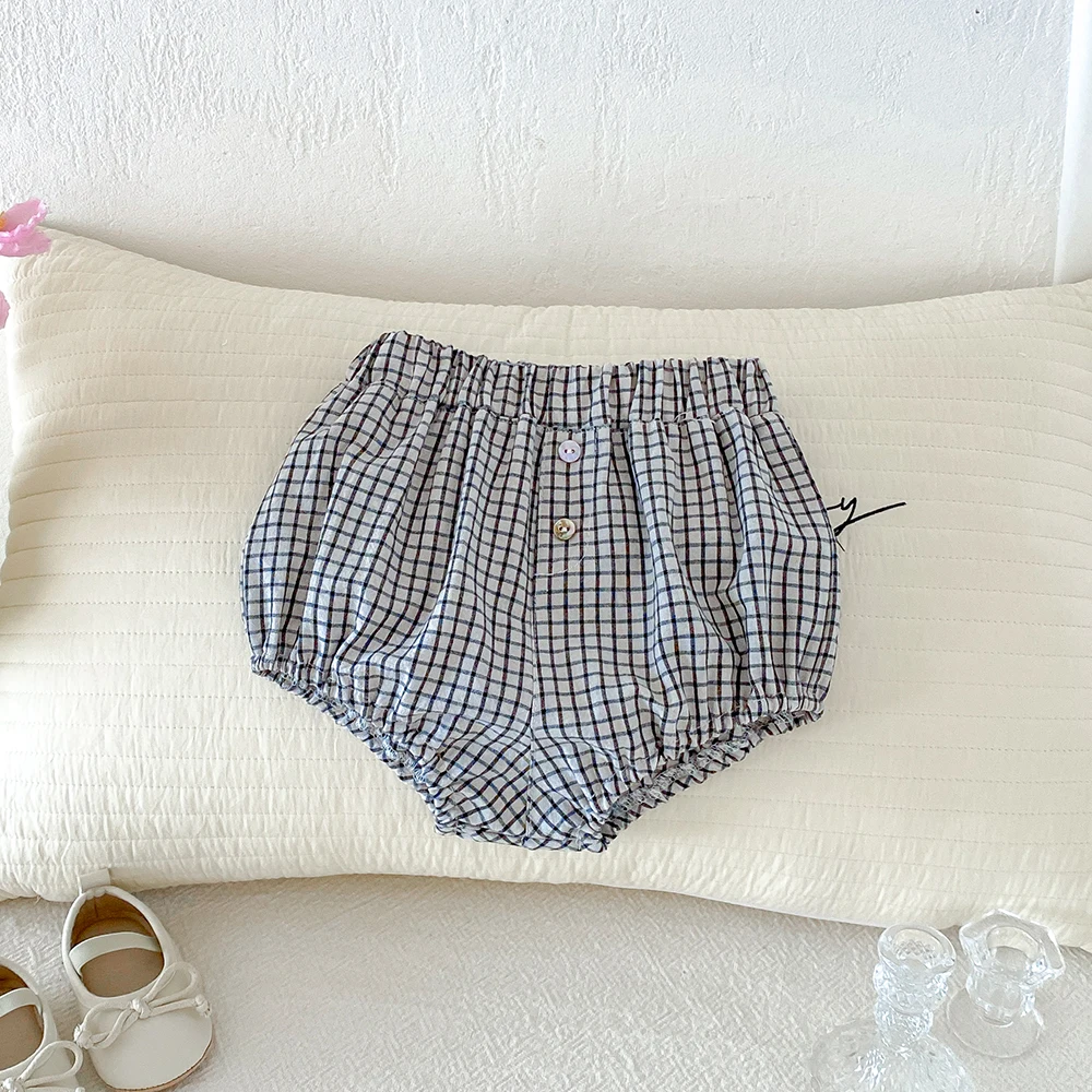 Baby Mädchen Jungen Karierte Shorts Neugeborene Weiche Bequeme Baumwolle Kleinkind Elastische Taille Dreieckige Kurze Hosen für den Sommer Shorts für 0-3 Jahre – Detail 10