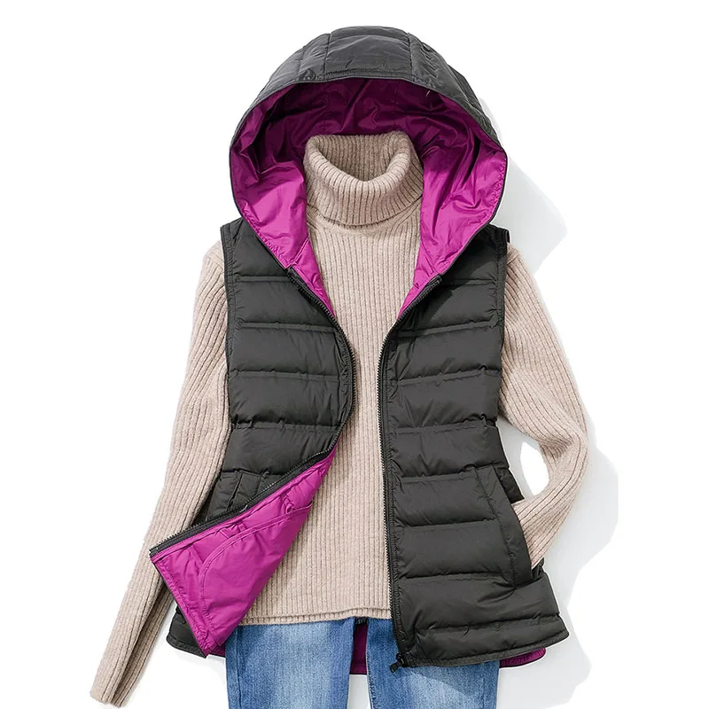 SEDUTMO-Veste à Capuche en Duvet de Canard pour Femme, Gilet Basique, Court, Chaud, Slim, Décontracté, Poches, Mode Automne et Hiver, ED2097