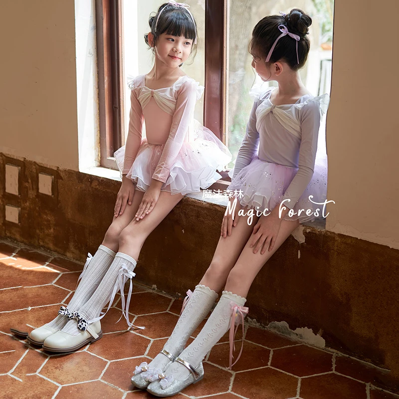 Vêtements de danse de Ballet professionnel pour enfants filles, tenue pour justaucorps de gymnastique, jupe Tutu, robe moelleuse, spectacle sur scène