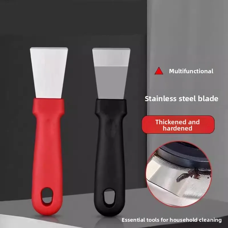 Flat & Curved Stainless Steel Scraper Set, Multifunctional Cleaning Tool for Range Hood Stove & Tile Grout