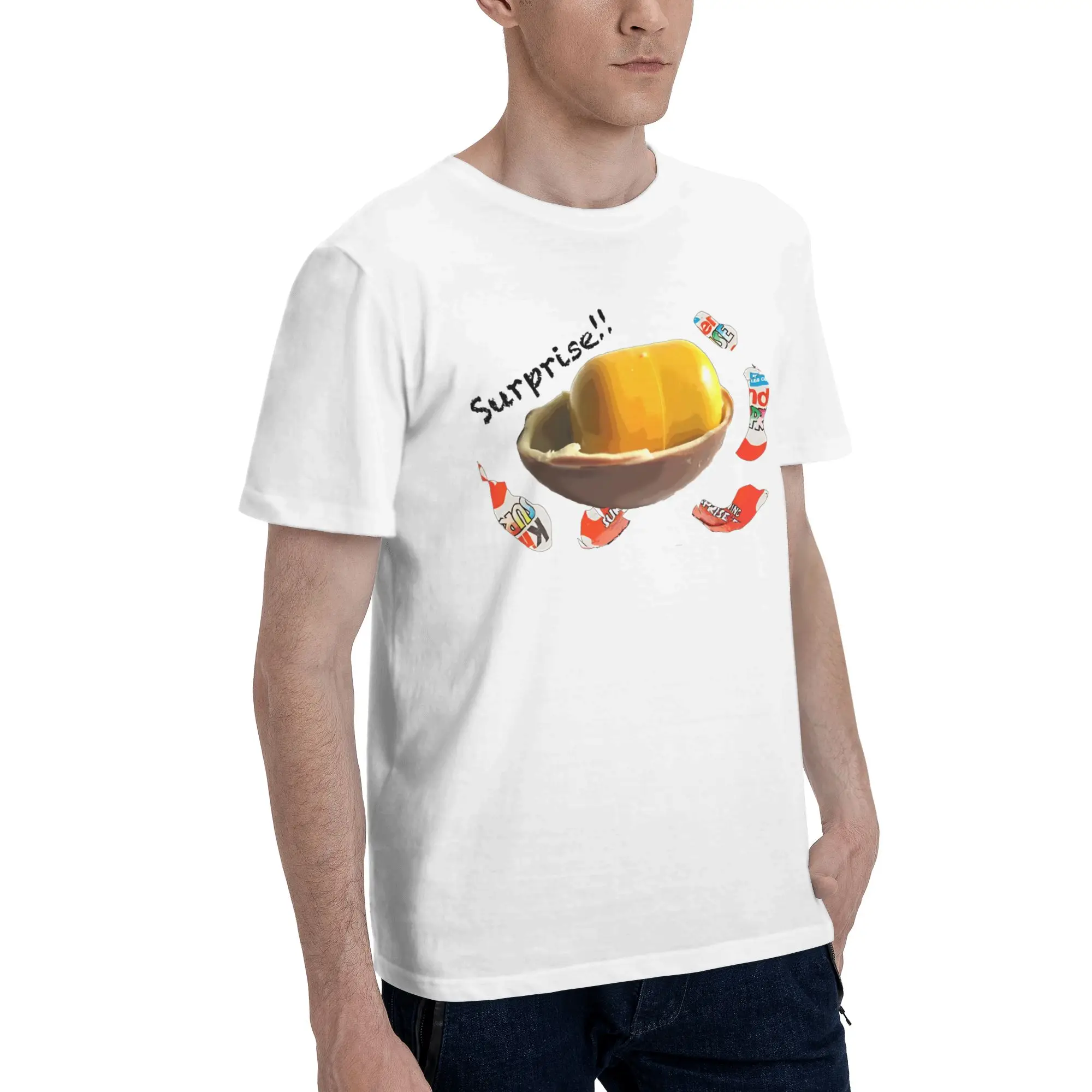 Surprise Men T Shirt Kinder Egg Vintage Tees Short Sleeve Crew Neck Pure Cotton Graphic Printed Tops T-Shirt