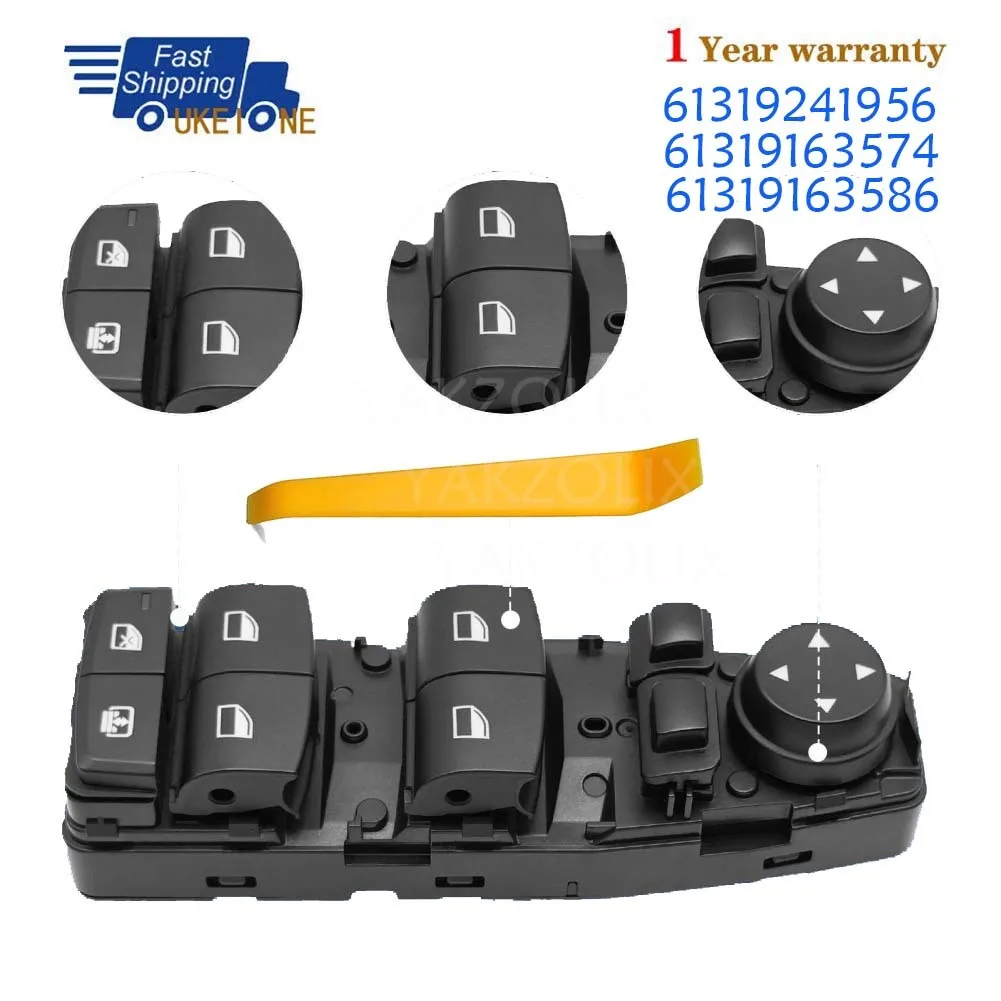 For BMW 5 6 Series F06 F07 F10 F11 X3 F25 Master Driver Side Electric Power Lifter Window Switch Button Parts 61319241956