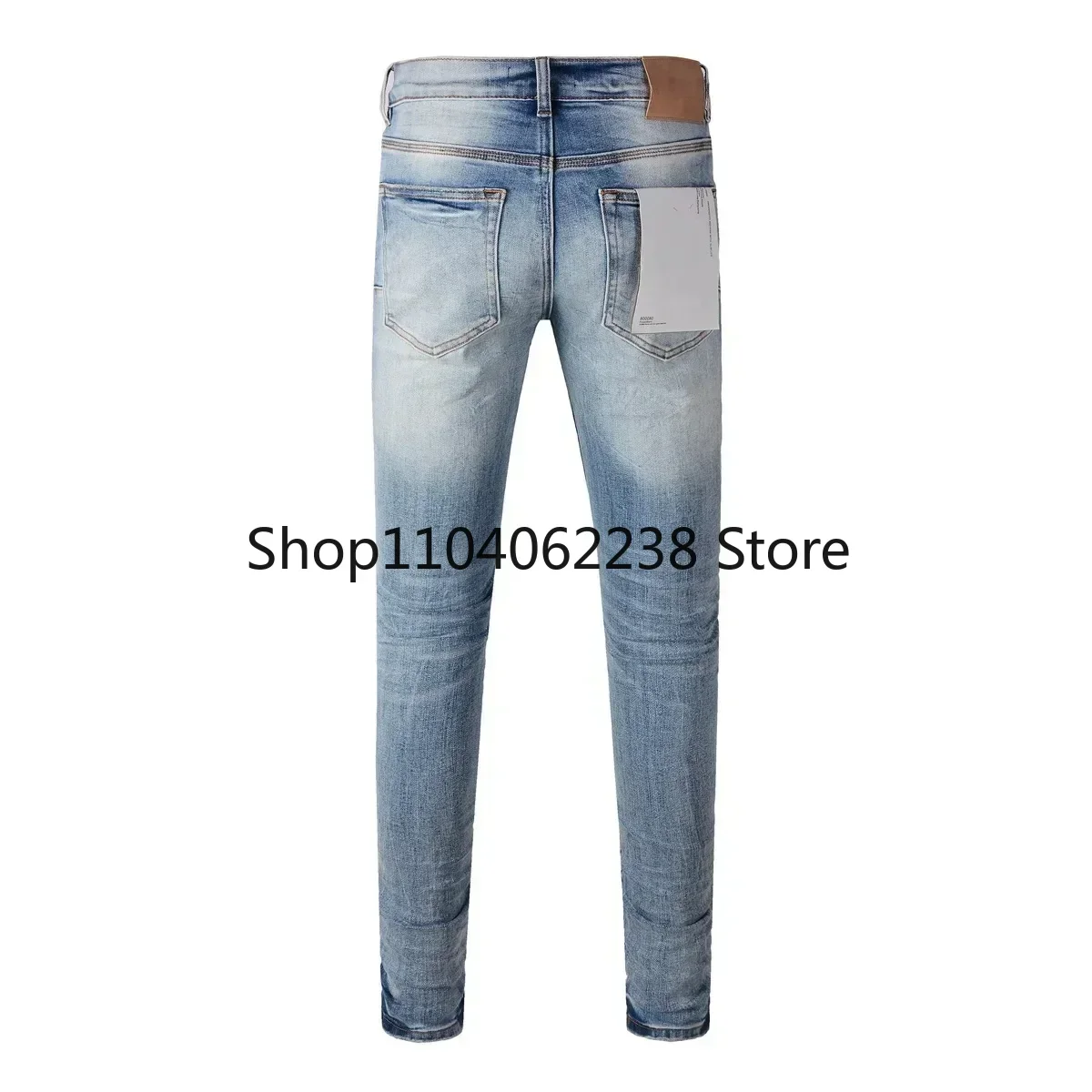 Purples Jeans Men Fashion Top quality brands  High Street Patch High Quality Repair Low Rise Skinny Denim pants