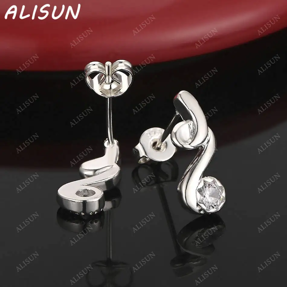 

ALISUN 925 Sterling Silver Zircon Stud Earrings For Women Fashion Jewelry Charm Grace Noble Wedding Accessories