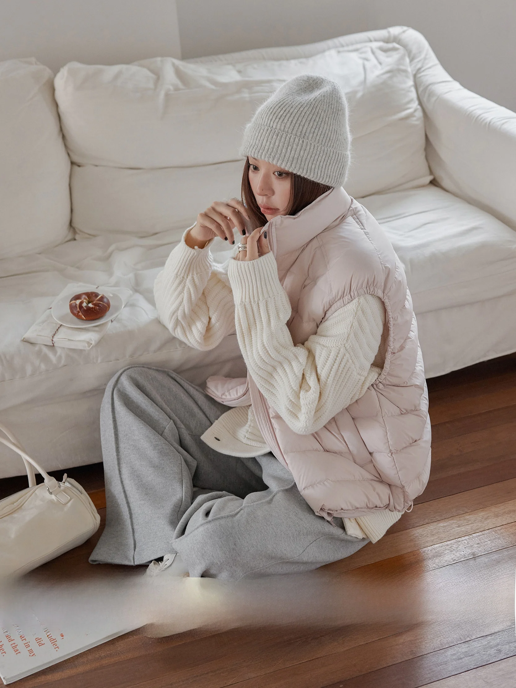 

Женский пуховый жилет VNOOK 90 White Du Feather с воротником-стойкой, легкий, теплый, для повседневной носки, без рукавов