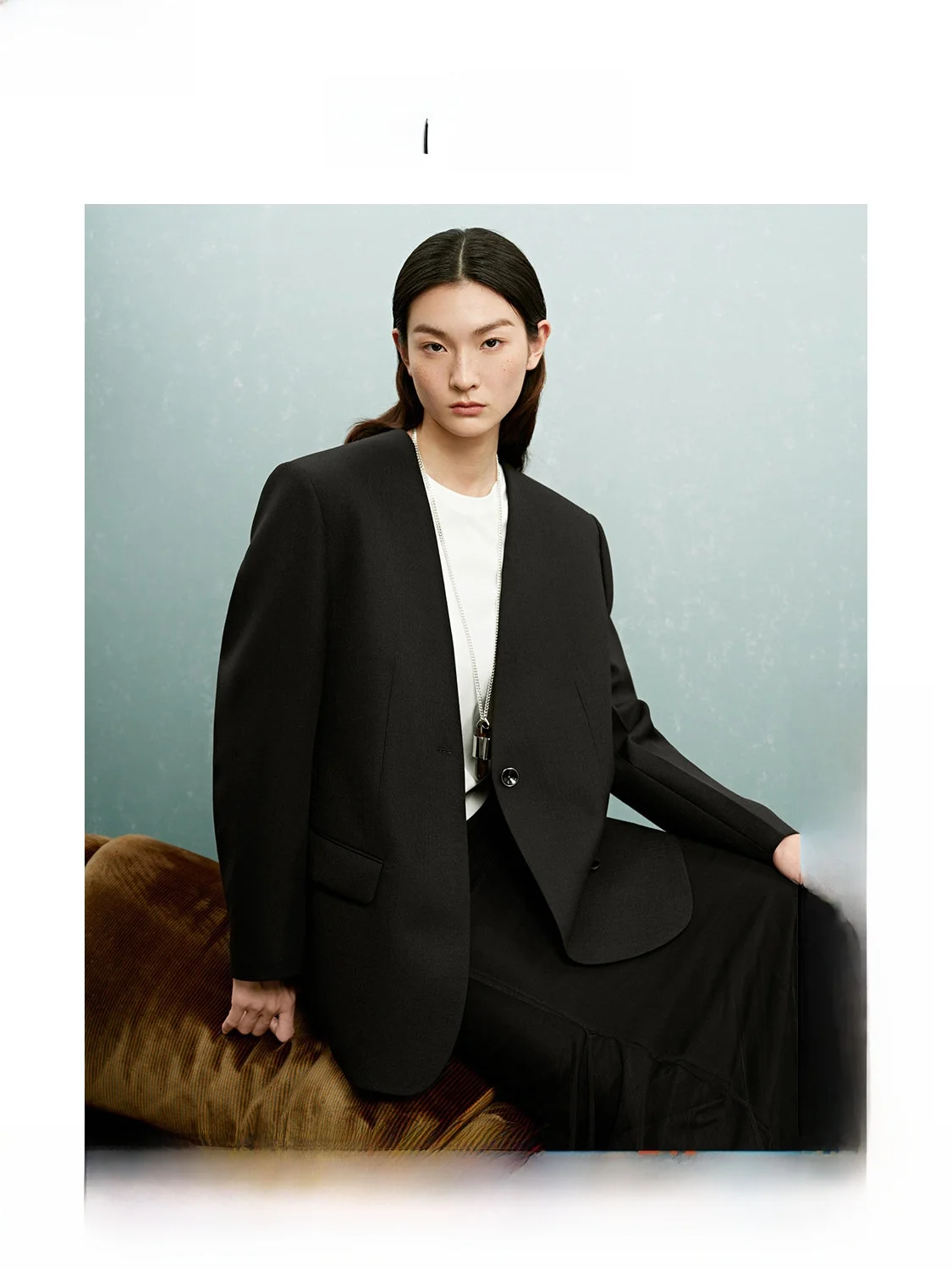 

Early Spring Women's Woolen Suit Jaet Casual High-quali Spun Wool Straight Cut Commute Sle V-ne Long Sve Pure Color