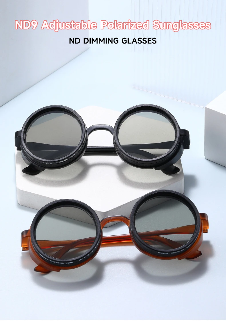 ND Dimmen Gläser Männer Polarisierte Sonnenbrille Frauen Fahren Angeln Brille Steampunk Outdoor Shades Retro Runde UV400 Sonnenbrille – Detail 3