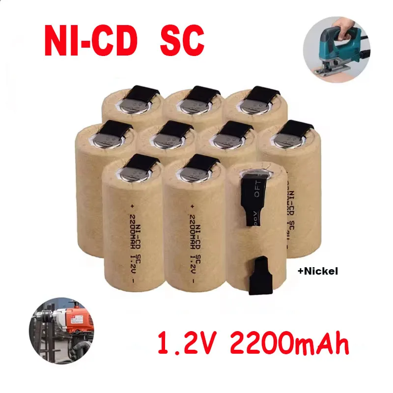 SC Battery Electric Screwdriver Nickel Cadmium Rechargeable Battery Sub C 1.2V 2200mAh Power Tool SUBC Nickel Cadmium Battery