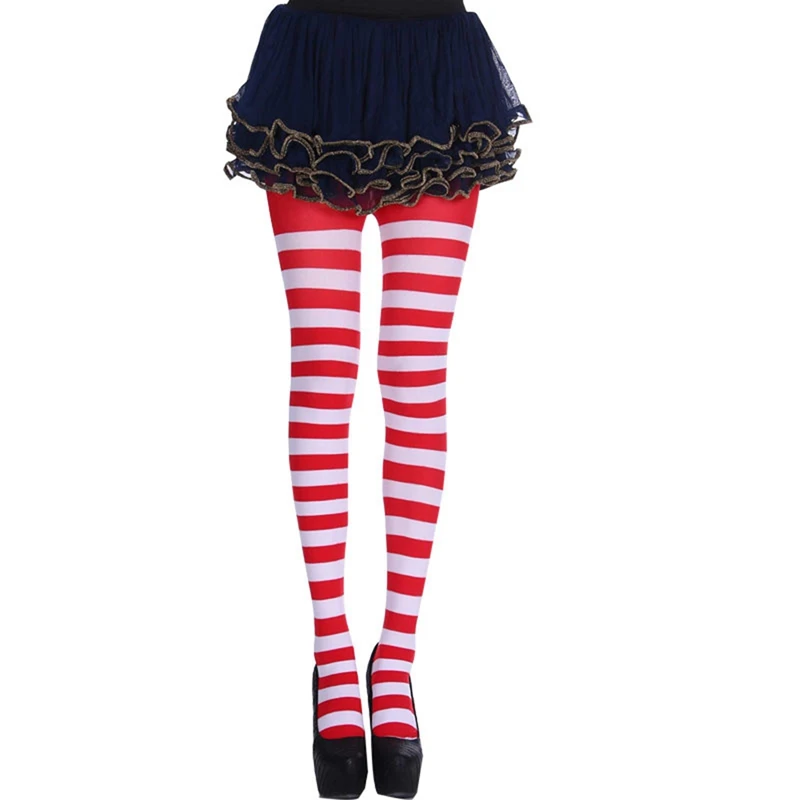 2 Set Silk Stockings Red White + Red Green 100-110Cm For Any Woman, Girl Or For BOY Who Enjoys Wearing Colorful Gothic Tights