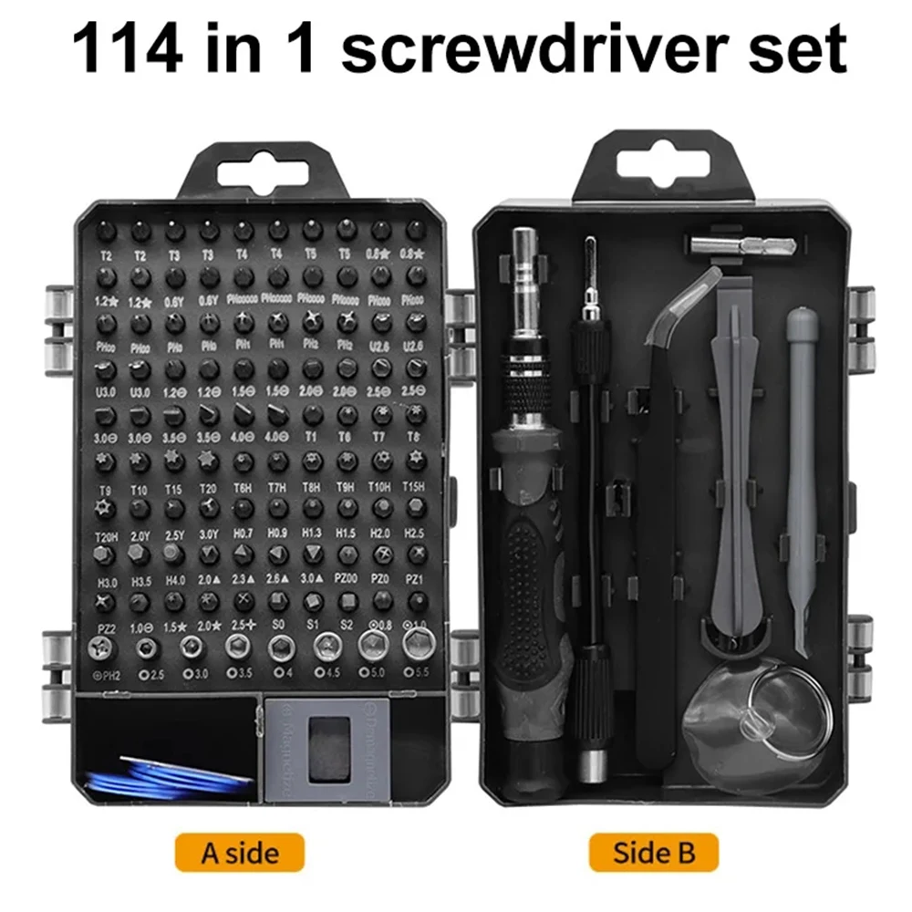 114Piece Precision Screwdriver Set Repair Tool Kit with 98 Bits Magnetic Screwdriver Set for Computer Laptop Phone